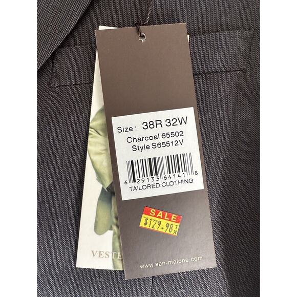 Caravelli Collection Italy Blazer Tailored Jacket Charcoal Gray Size 38R 32W NWT - Picture 6 of 8